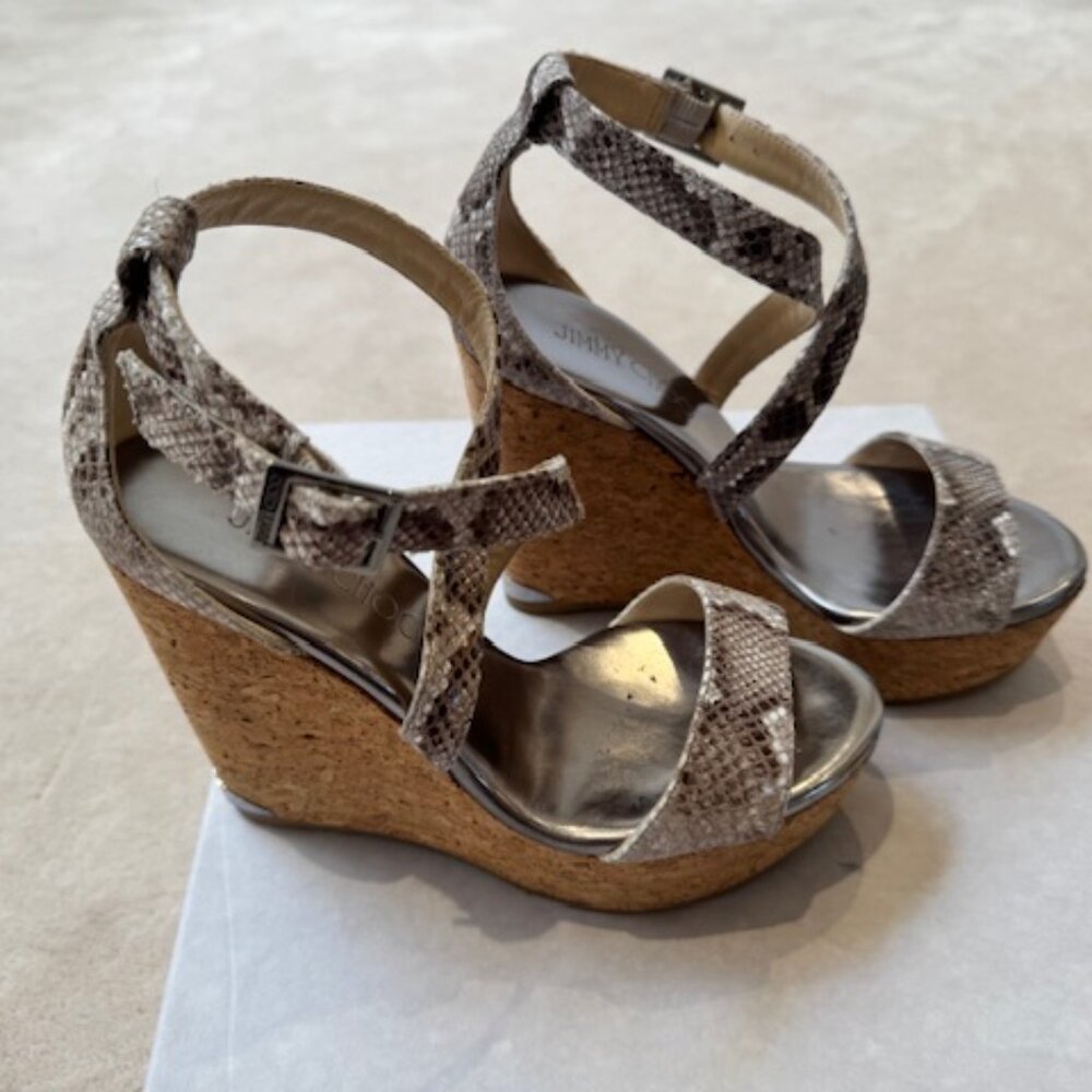 Jimmy Choo Snakeskin Wedges with Cork Heel